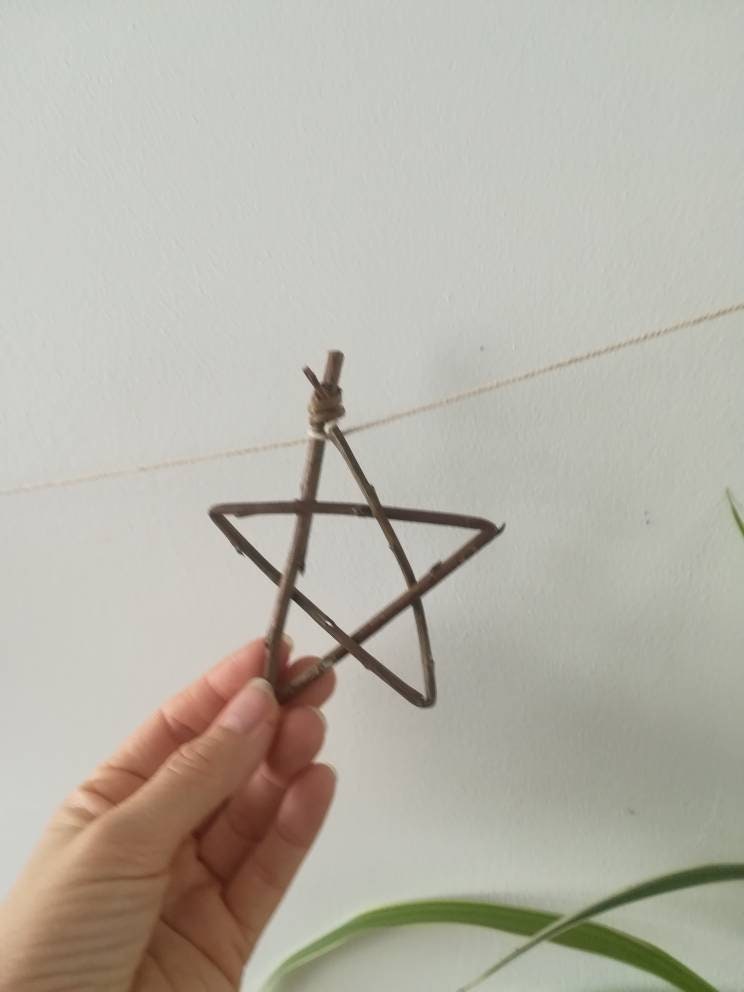 Willow star garland. Small willow stars tied with cotton twine. Natural eco friendly home or Christmas decor, bunting, hanging decorations