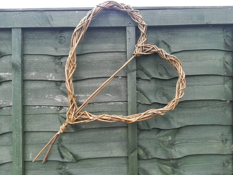 Large willow heart, wicker wreath, ideal wedding decor or  anniversary gift