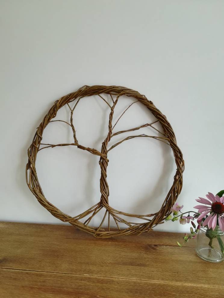 Tree of life willow wreath wall decor. Natural willow wall hanging.