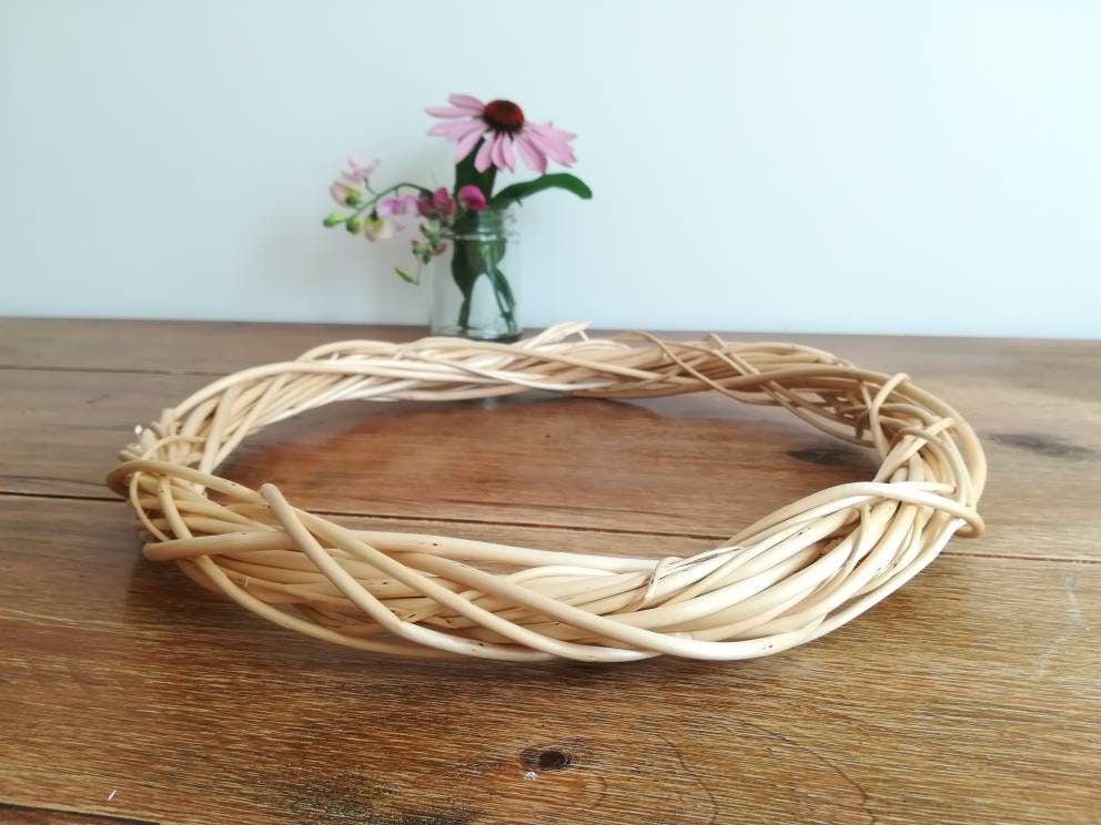 White Willow Wreath, Natural Wicker Hoop, DIY Sustainable Decor