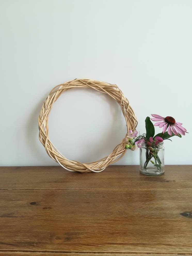 White Willow Wreath, Natural Wicker Hoop, DIY Sustainable Decor