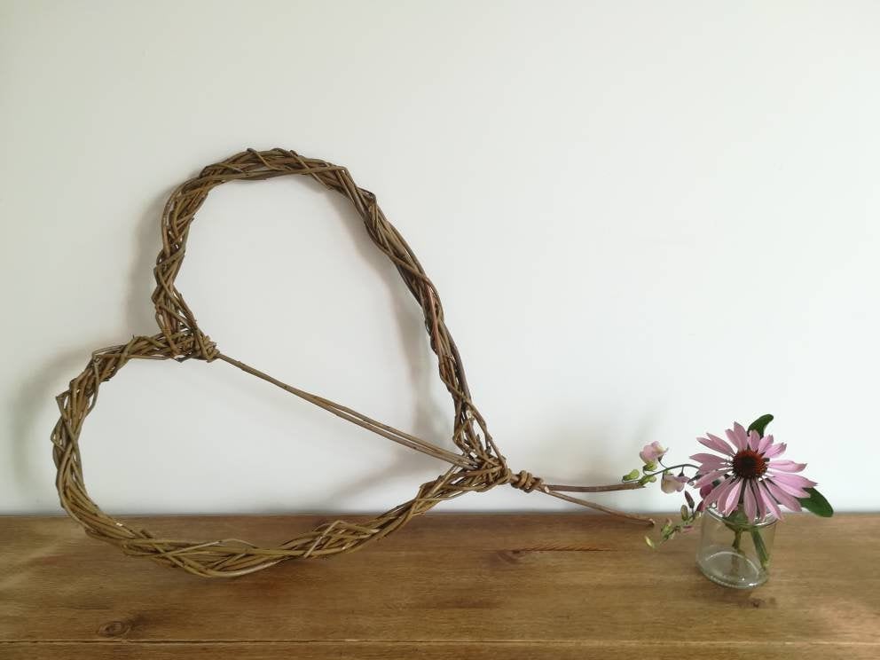 Large willow heart, wicker wreath, ideal wedding decor or  anniversary gift