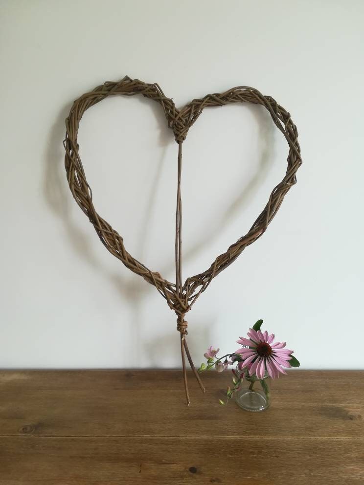 Large willow heart, wicker wreath, ideal wedding decor or  anniversary gift