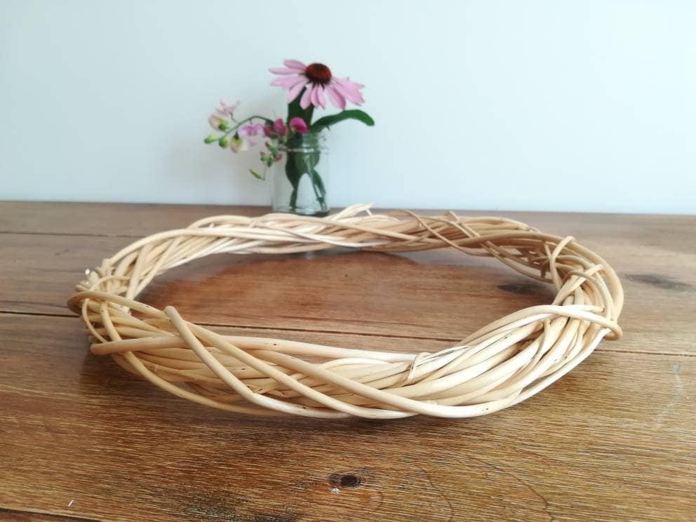 White Willow Wreath, Natural Wicker Hoop, DIY Sustainable Decor
