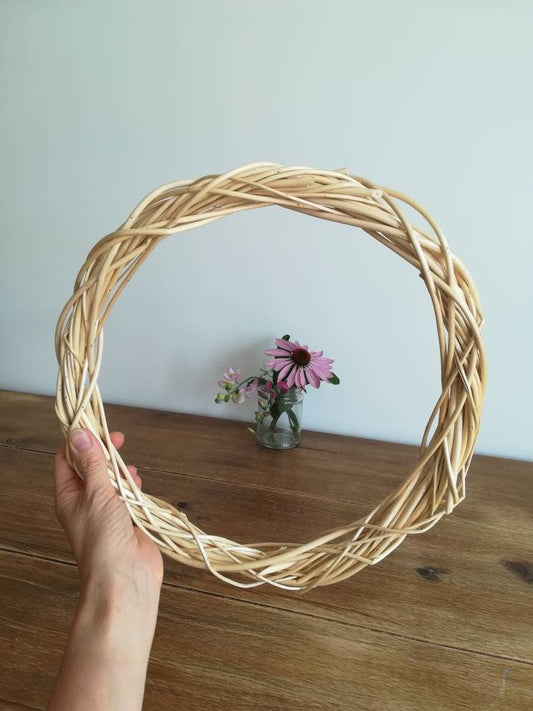 White Willow Wreath, Natural Wicker Hoop, DIY Sustainable Decor