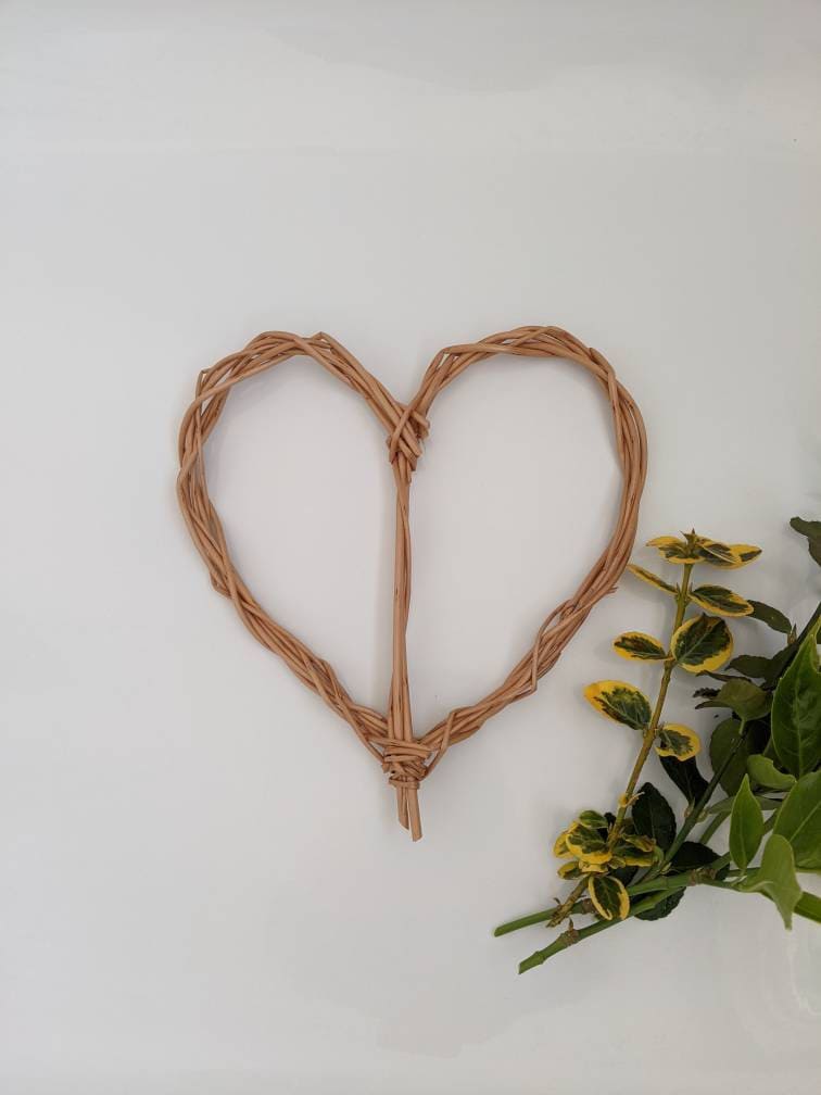 Small Willow 5th Wedding Anniversary Heart, Wall Art Wicker Heart Hanging For A Bedroom, Sustainable Natural Wicker Gift For Her