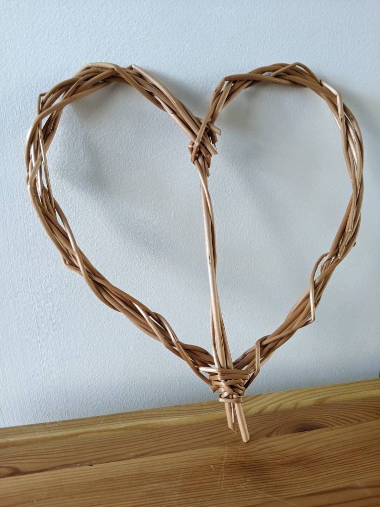 Small Willow 5th Wedding Anniversary Heart, Wall Art Wicker Heart Hanging For A Bedroom, Sustainable Natural Wicker Gift For Her