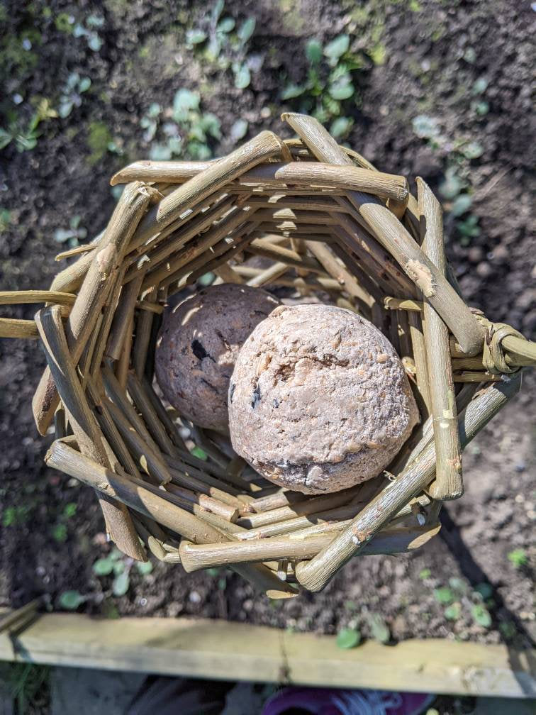Handwoven Willow Bird Feeder, Fat Ball Holder, Garden Gift