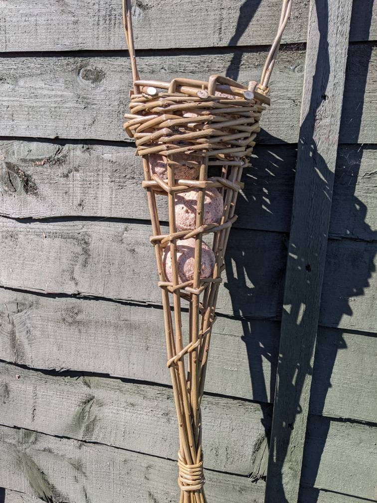 Handwoven Willow Bird Feeder, Fat Ball Holder, Garden Gift