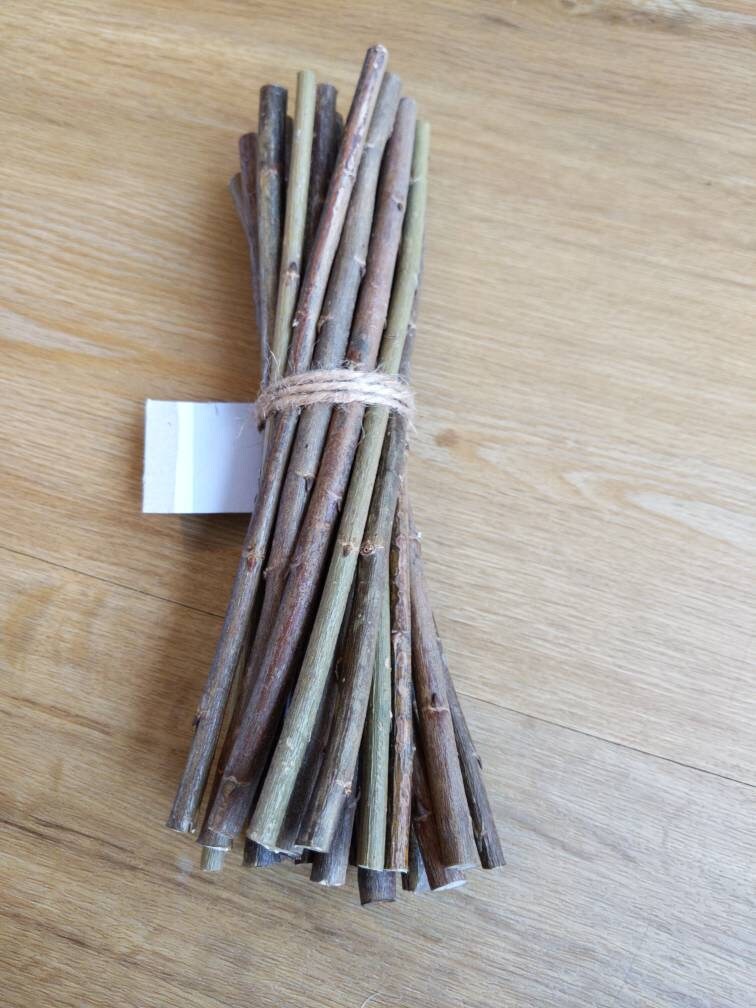 Willow sticks, twigs for craft. Bundle of 20. 10cm- 30cm length. 3-8mm thickness. Natural rustic sticks with bark on.