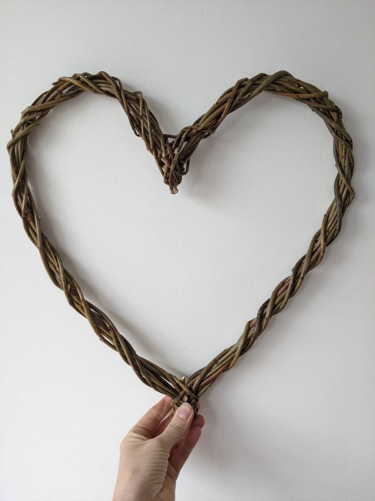 Willow heart. Hand woven with natural brown willow. A great valentines or anniversary gift, 35cm