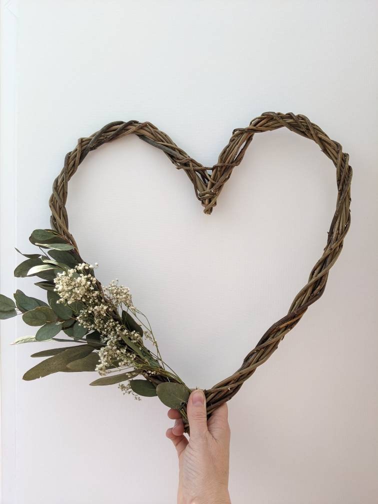 Willow heart. Hand woven with natural brown willow. A great valentines or anniversary gift, 35cm