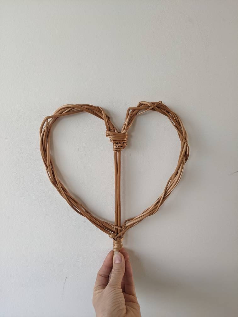 Small Willow 5th Wedding Anniversary Heart, Wall Art Wicker Heart Hanging For A Bedroom, Sustainable Natural Wicker Gift For Her
