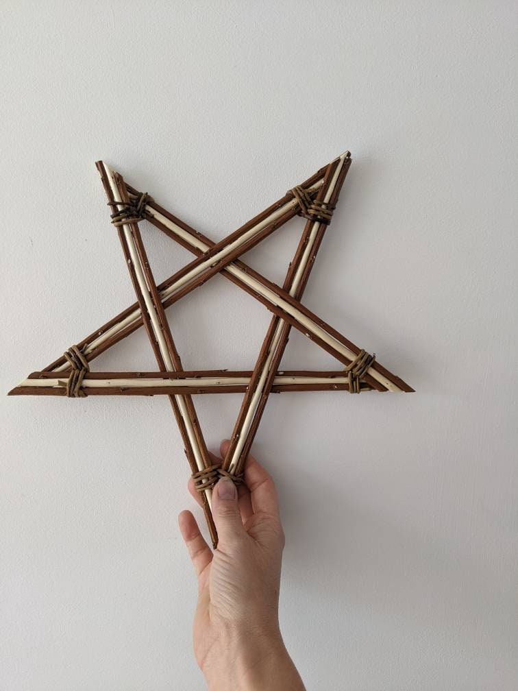 Willow Star Wall Decor, Rustic Brown & White, Sustainable Anniversary Gift