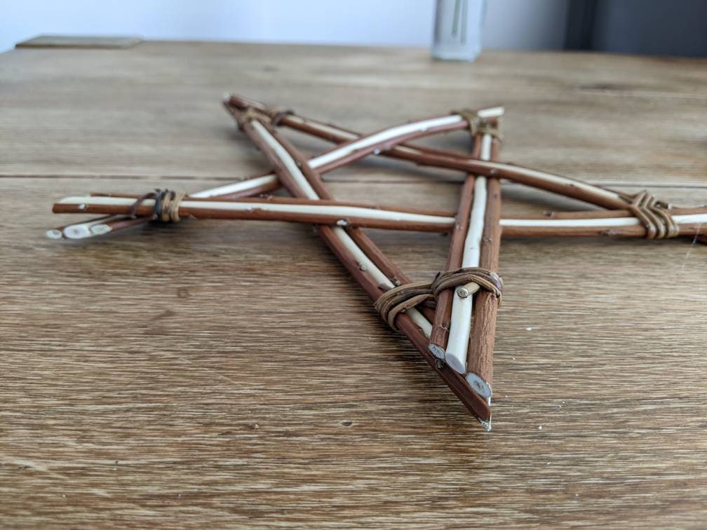 Willow Star Wall Decor, Rustic Brown & White, Sustainable Anniversary Gift