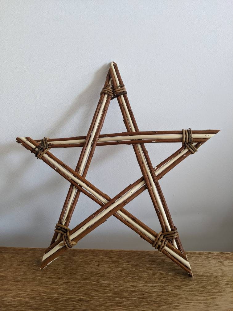 Willow Star Wall Decor, Rustic Brown & White, Sustainable Anniversary Gift