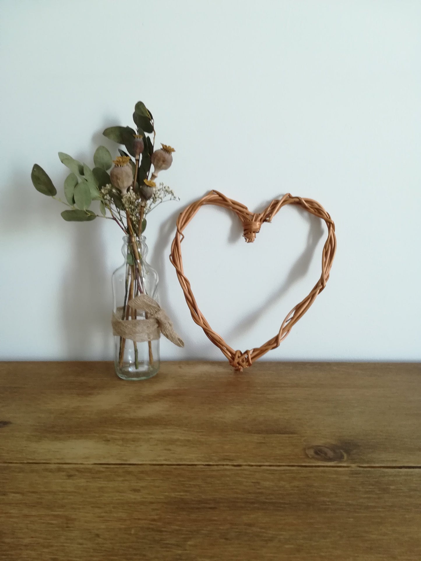 Handwoven Willow Heart, 5th Anniversary Gift, Natural Wicker Wall Art