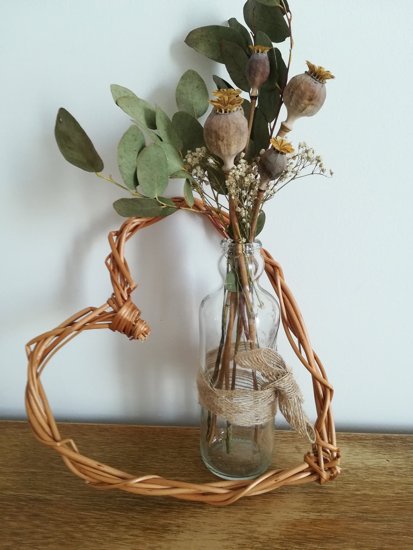 Handwoven Willow Heart, 5th Anniversary Gift, Natural Wicker Wall Art