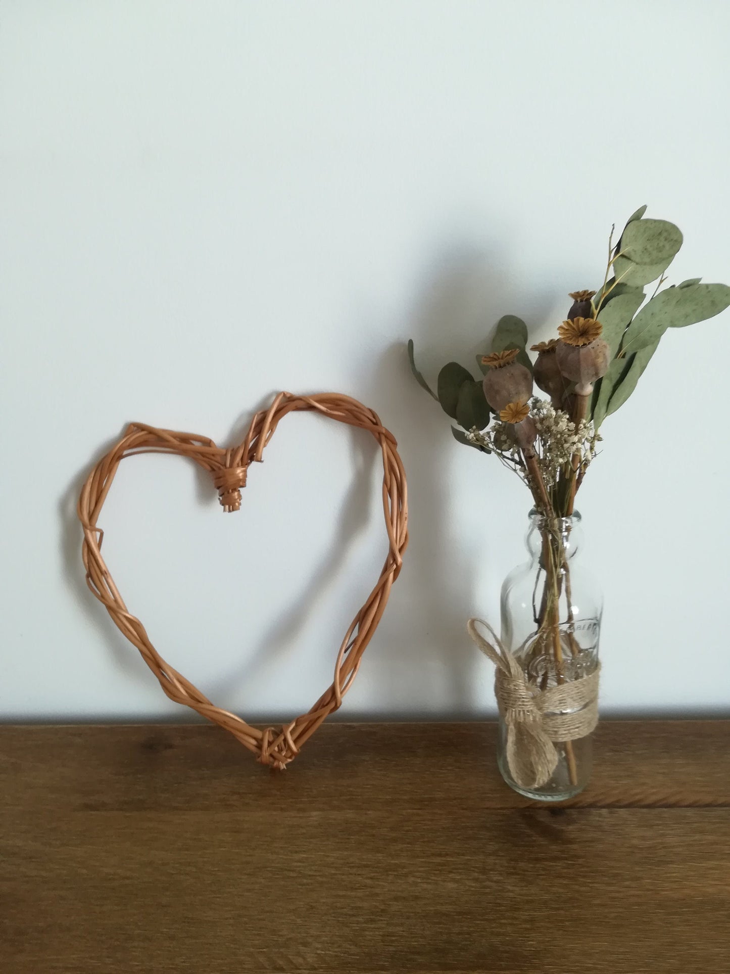 Handwoven Willow Heart, 5th Anniversary Gift, Natural Wicker Wall Art