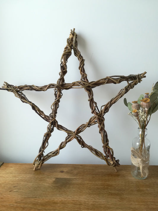 Large woven willow star 50cm. Willow pentagram. 5th wedding anniversary gift. Natural Christmas décor. Star theme decoration