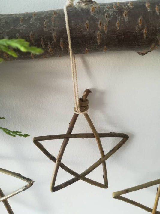 Hanging star decoration, made from willow. Great for Christmas or year round decoration. Natural sustainable home decor
