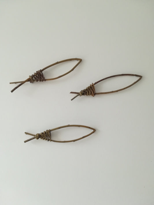 Small willow fish, natural décor for beach hut, nursery sea creature/nautical theme
