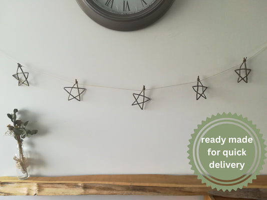 Willow Star Garland, Natural Home Decor, Christmas Bunting