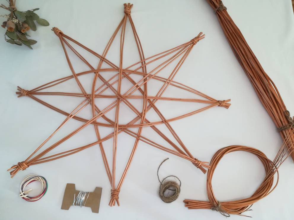 Willow star decoration. Swedish Scandi style star. Handmade from buff willow. Eco friendly home,  wall or window hanging decoration