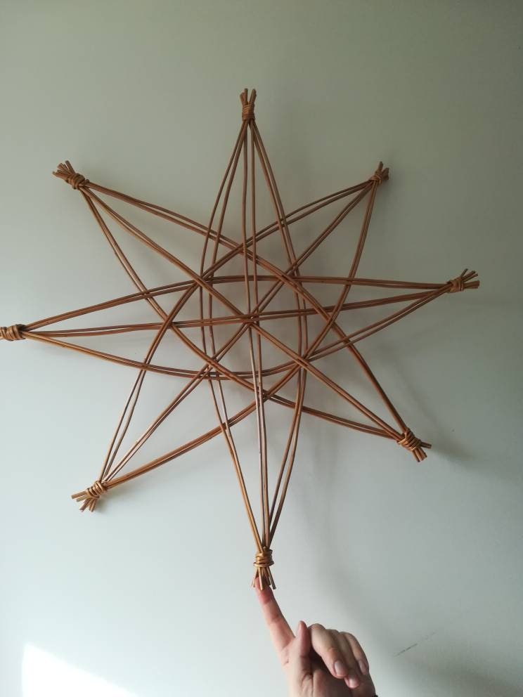 Willow star decoration. Swedish Scandi style star. Handmade from buff willow. Eco friendly home,  wall or window hanging decoration