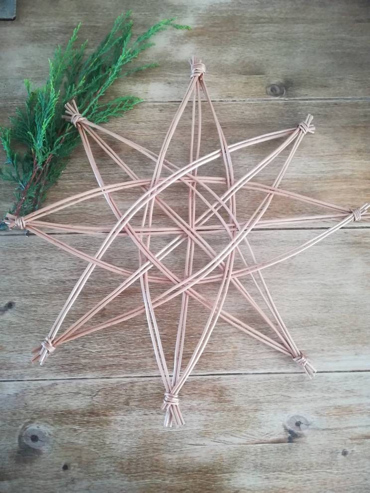Willow star decoration. Swedish Scandi style star. Handmade from buff willow. Eco friendly home,  wall or window hanging decoration