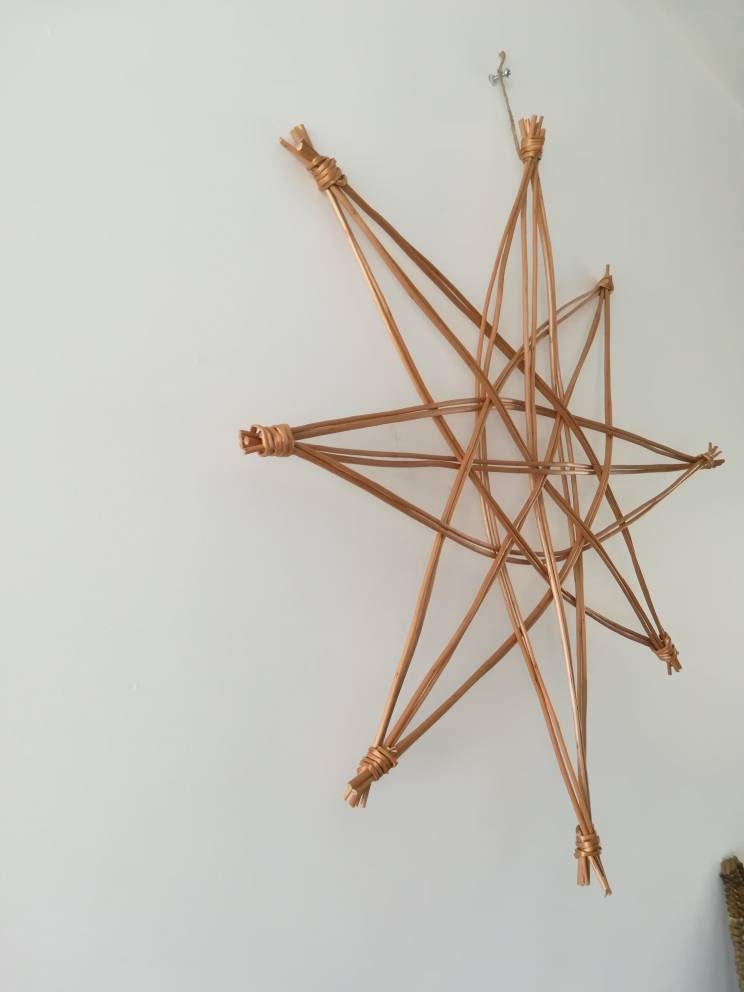 Willow star decoration. Swedish Scandi style star. Handmade from buff willow. Eco friendly home,  wall or window hanging decoration