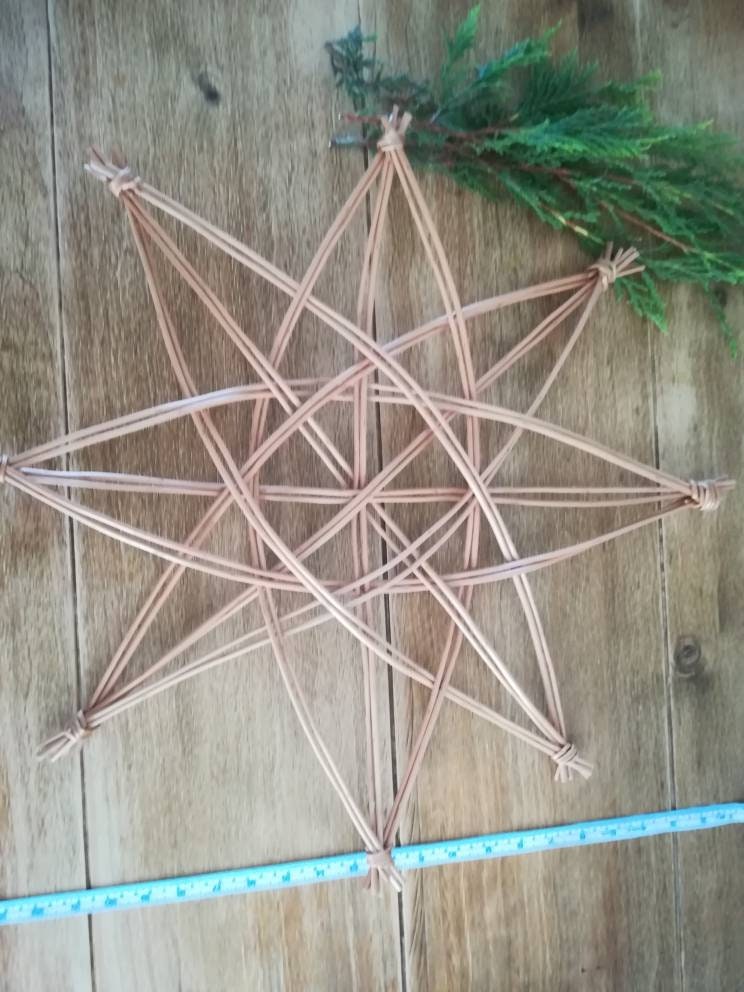 Willow star decoration. Swedish Scandi style star. Handmade from buff willow. Eco friendly home,  wall or window hanging decoration