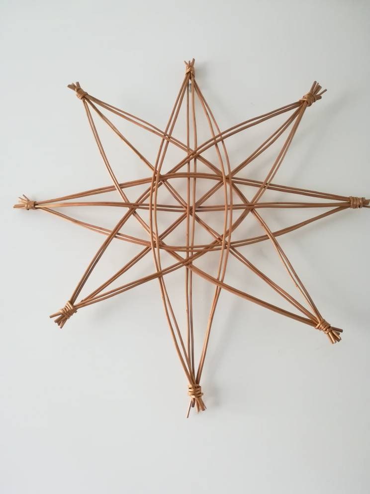 Willow star decoration. Swedish Scandi style star. Handmade from buff willow. Eco friendly home,  wall or window hanging decoration