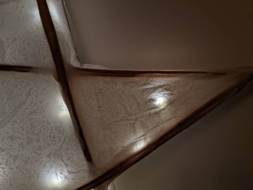 Large Willow Star lantern. Hand made tissue paper lantern. With fairy lights. Christmas lights rustic decoration