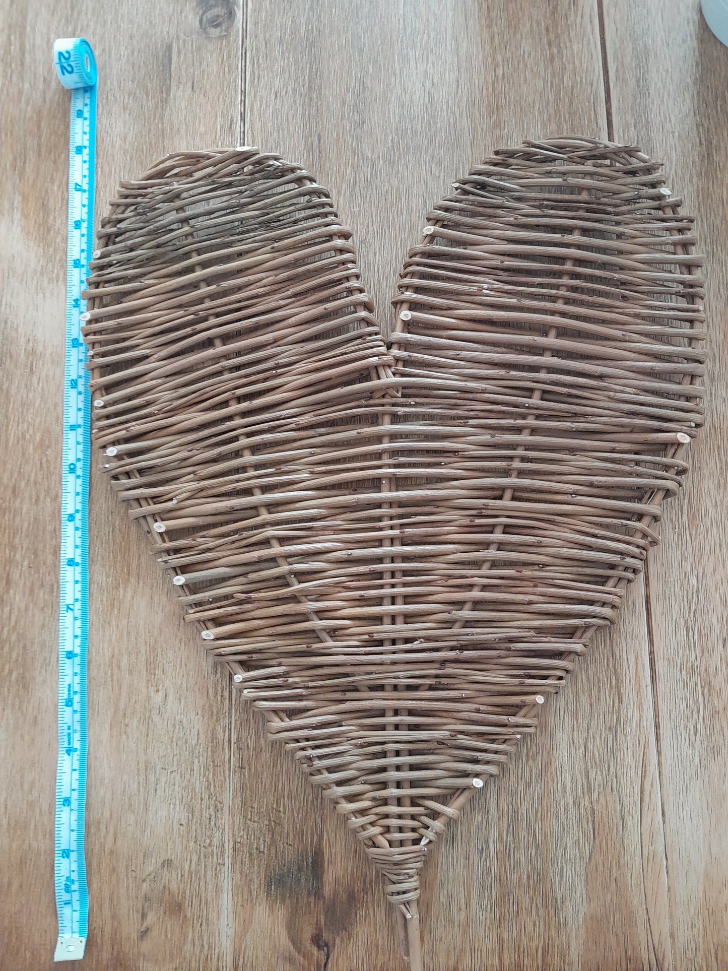 Large willow heart. Natural brown willow wall hanging. Rustic woven heart 40cm