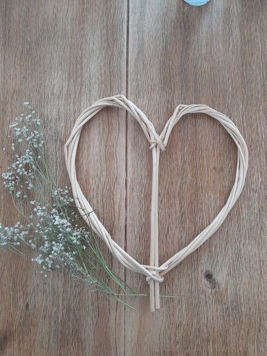 White Willow Heart, 5th Anniversary Gift, Hand Woven Wicker Wall Art