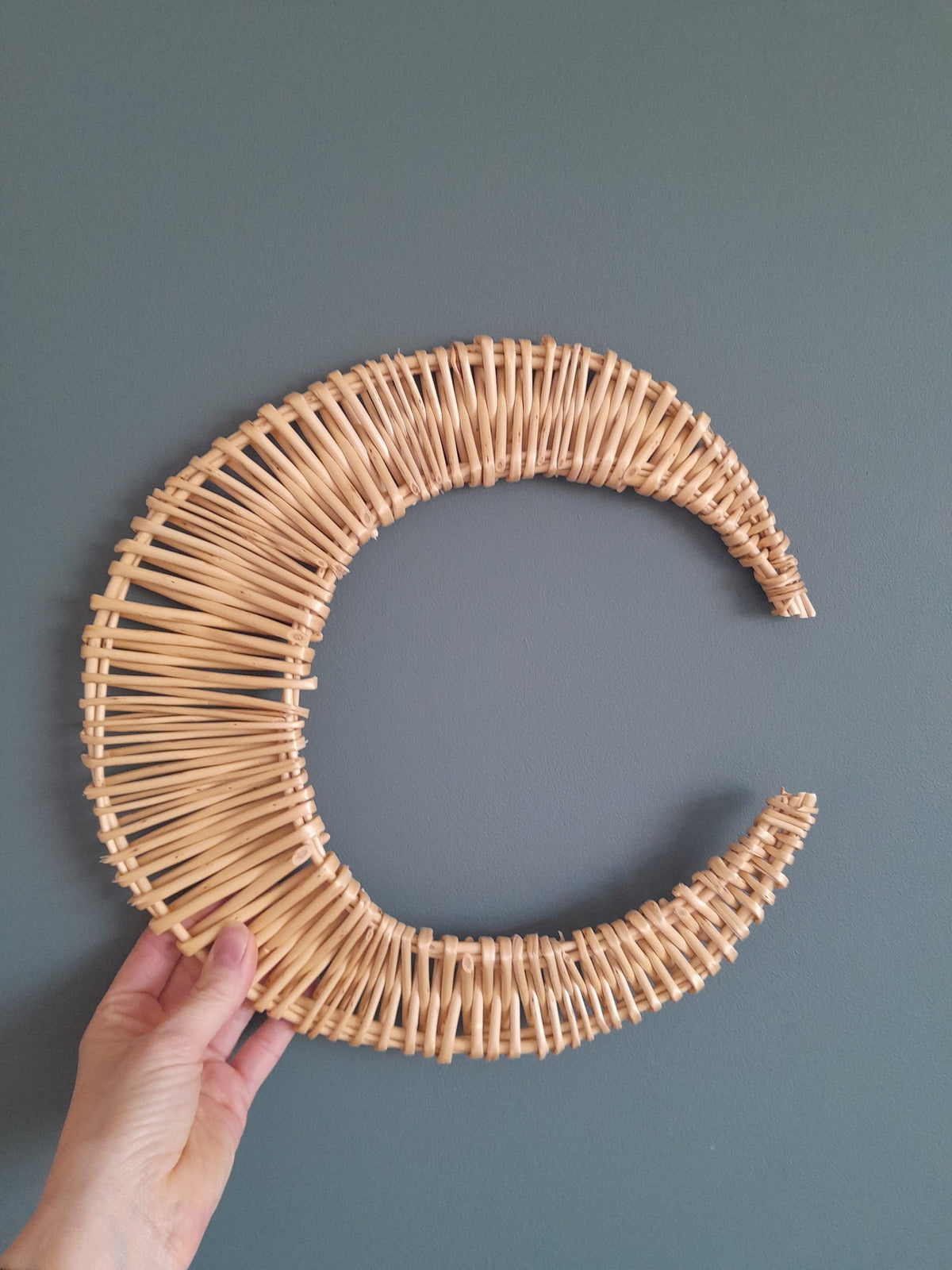 Woven Willow Crescent Moon, Rustic Wall Hanging (30cm)