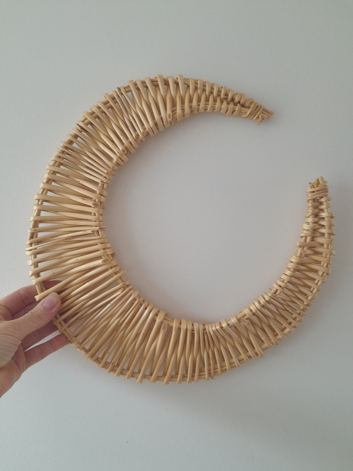 Woven Willow Crescent Moon, Rustic Wall Hanging (30cm)