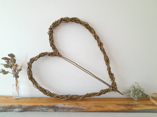 Large willow heart, wicker wreath, ideal wedding decor or  anniversary gift