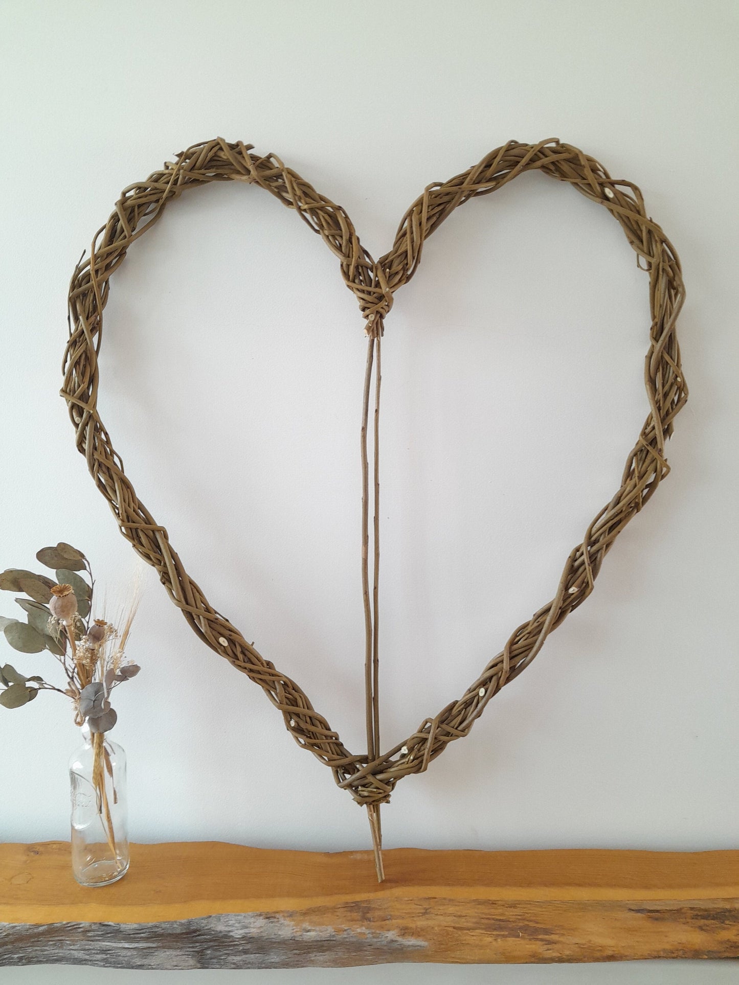 Large willow heart, wicker wreath, ideal wedding decor or  anniversary gift