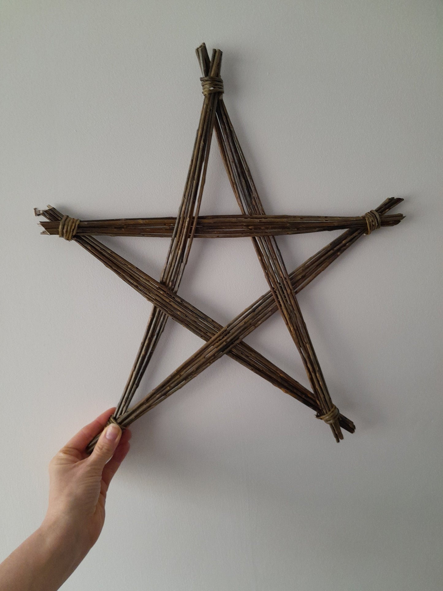 Rustic Willow Star Wall Hanging, Handmade Pentagram Wreath