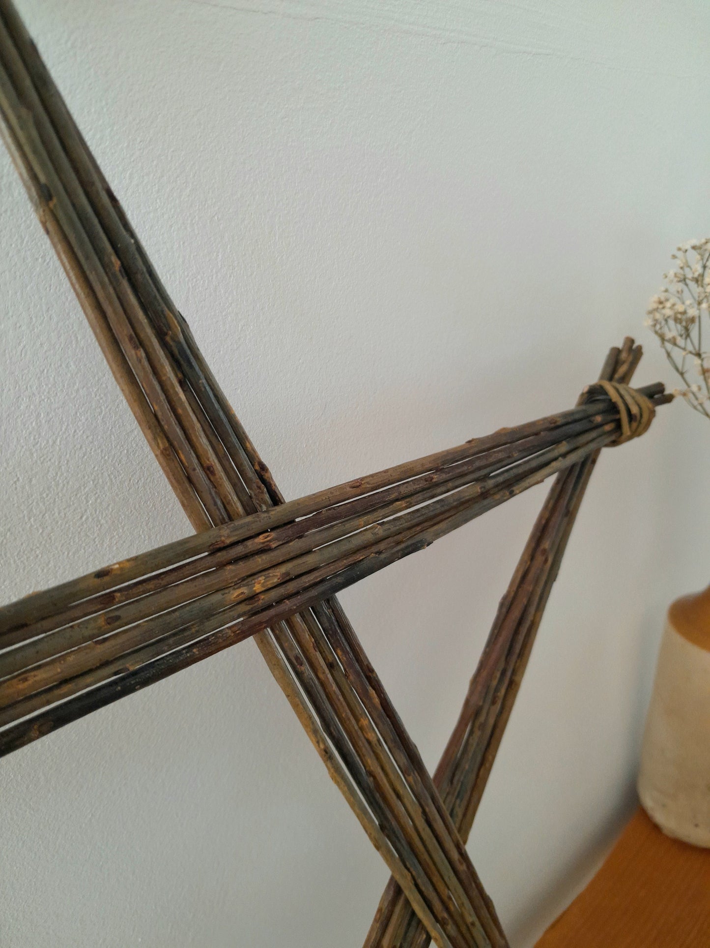 Rustic Willow Star Wall Hanging, Handmade Pentagram Wreath