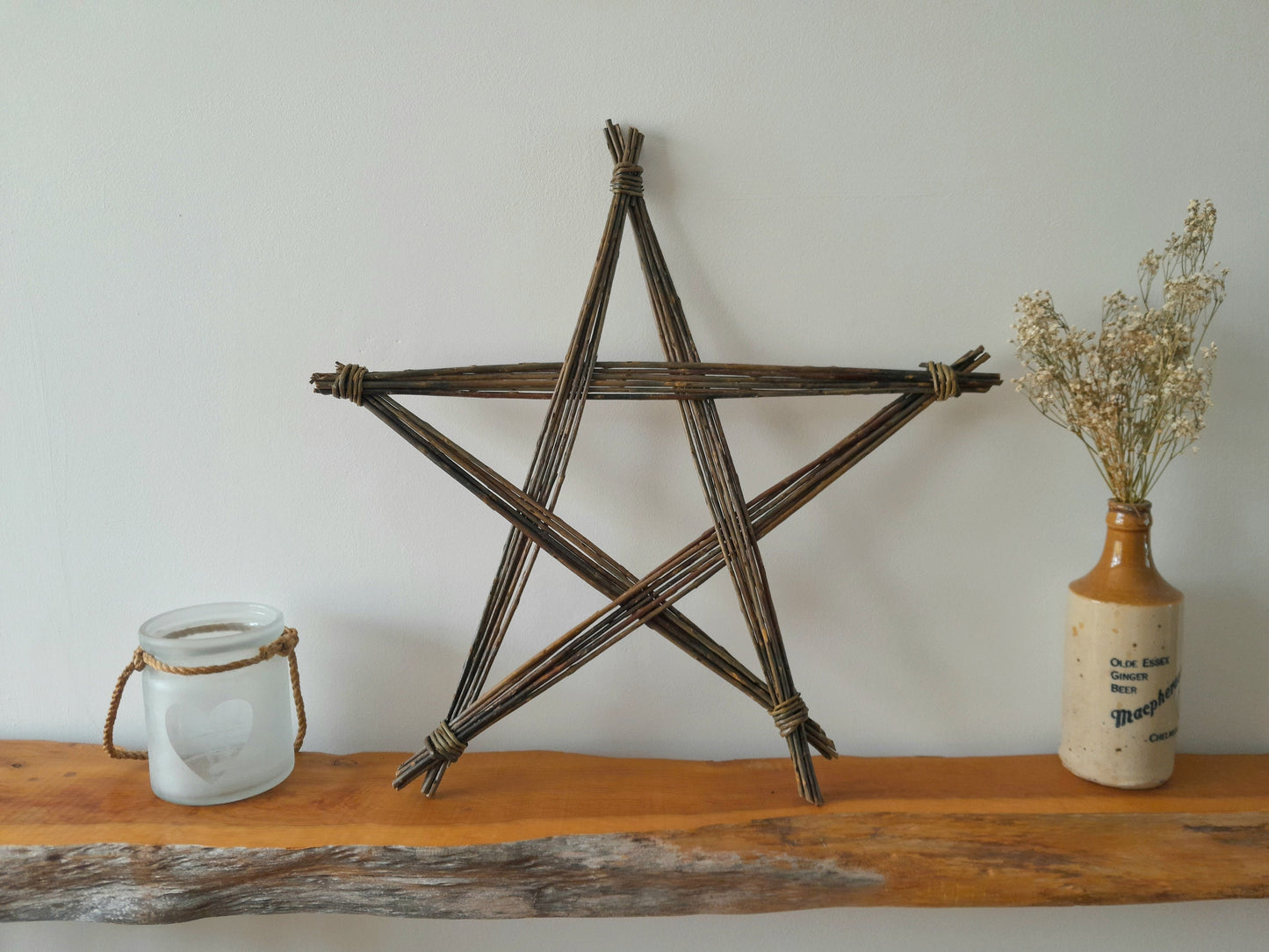Rustic Willow Star Wall Hanging, Handmade Pentagram Wreath