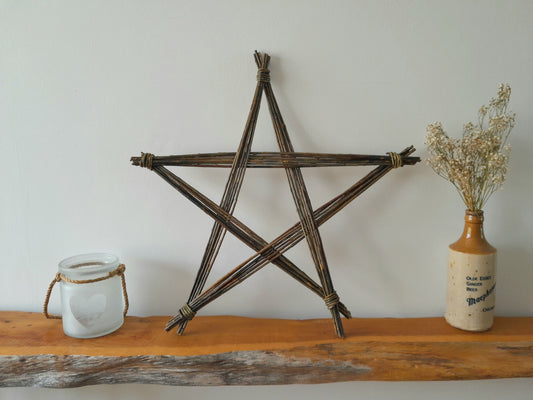 Rustic Willow Star Wall Hanging, Handmade Pentagram Wreath