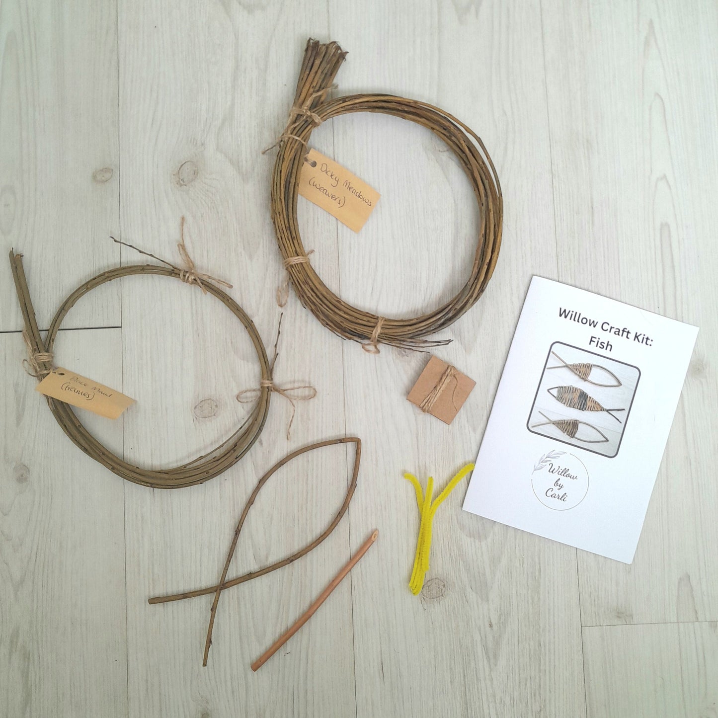 Mini Willow Craft Kit: Make 3 Small Willow Fish, Willow Weaving Kit for Beignners, Adult Craft Kit, Creative Birthday Party Activity
