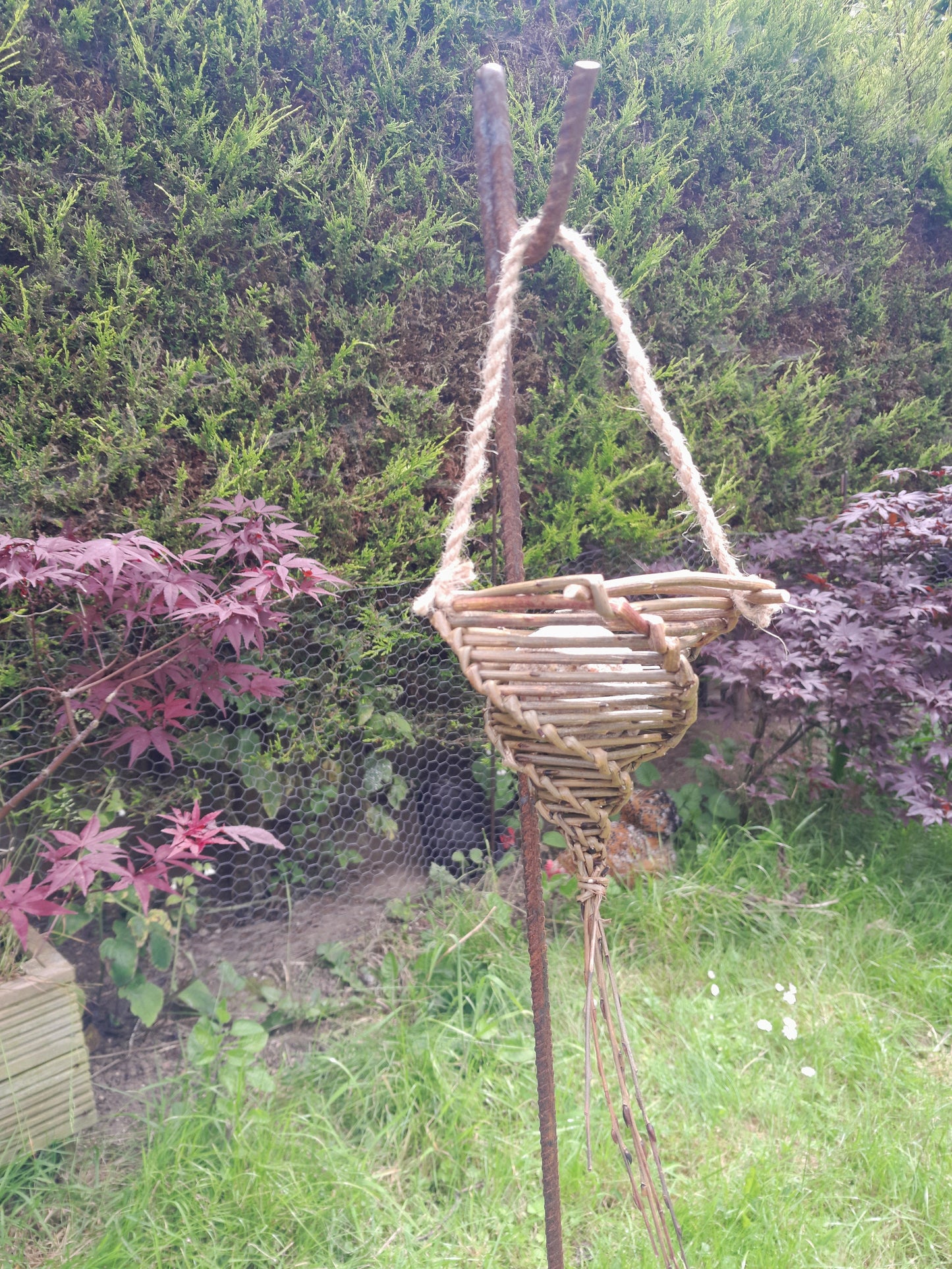 Small Willow Bird Feeder, Fat Ball Holder, Father's Day Gift For Garden, Eco friendly Gift for Bird Lover, Wildlife Friendly Garden