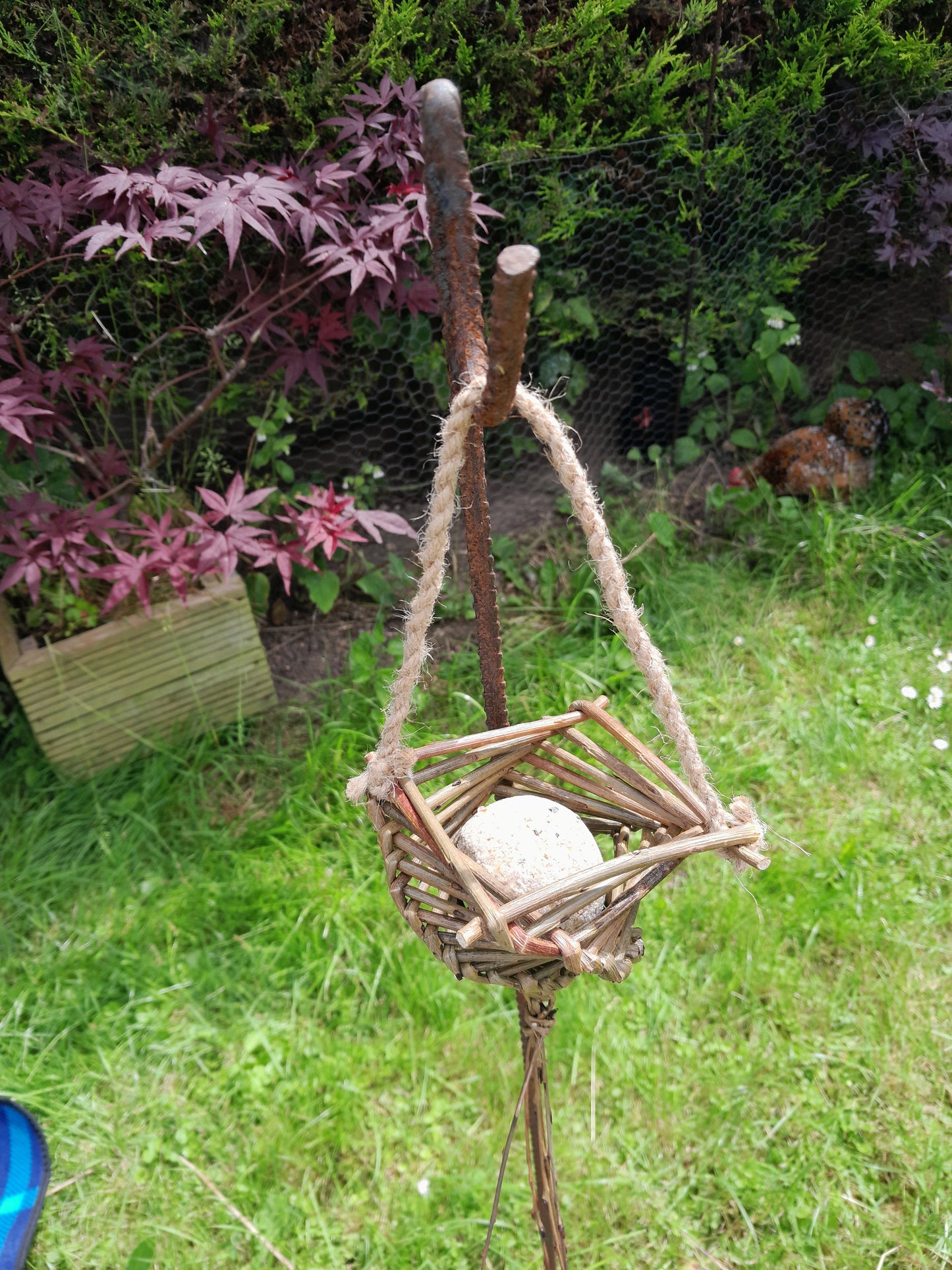 Small Willow Bird Feeder, Fat Ball Holder, Father's Day Gift For Garden, Eco friendly Gift for Bird Lover, Wildlife Friendly Garden