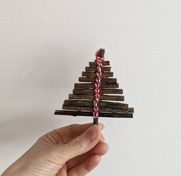 Handmade Willow Christmas Tree Decoration Set, Sustainable Wooden Ornament
