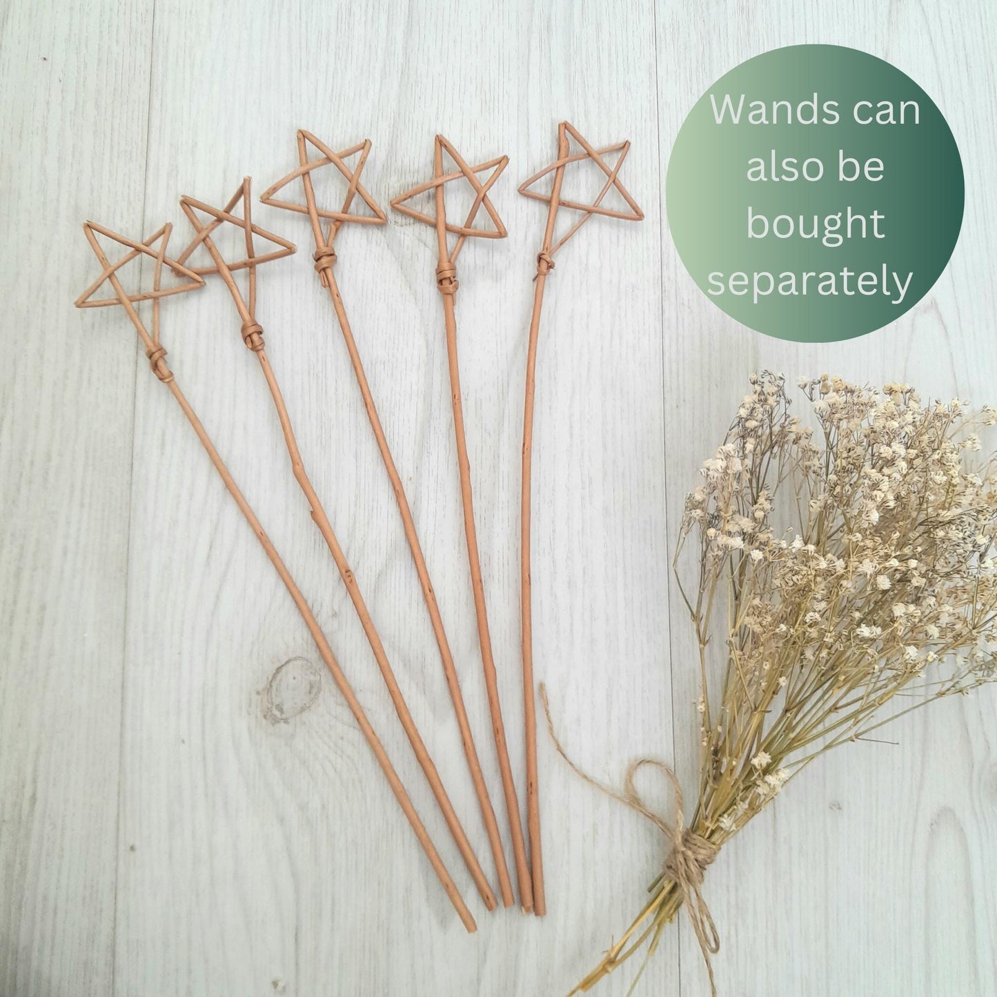 Small willow star wands for craft set of 5, for bouquet, flower arrangement, gift topper, place setting, eco-friendly letterbox gift for Mum