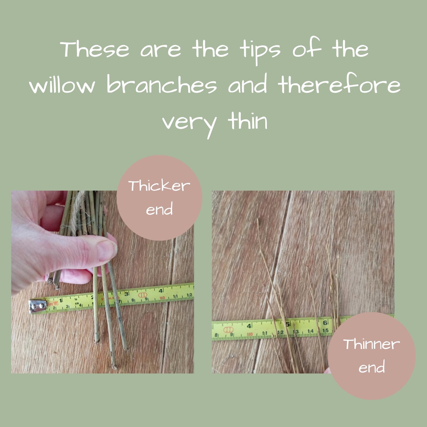 Straight Willow Rods for Weaving and Crafts. Natural Brown, Buff or White Willow. 3 Foot Basketry Willow. 25 x 2'-3' 60-90cm Willow Withies.